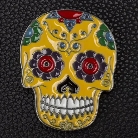 Sugar skull Dia los Muertos skull belt buckle Approximately 3.75 fits 1.5 belt il_fullxfull.5729447259_4njx.jpg main image 2